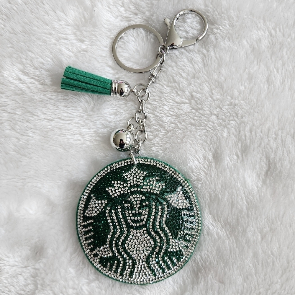 Starbucks Rhinestone Keychain Bag Charm